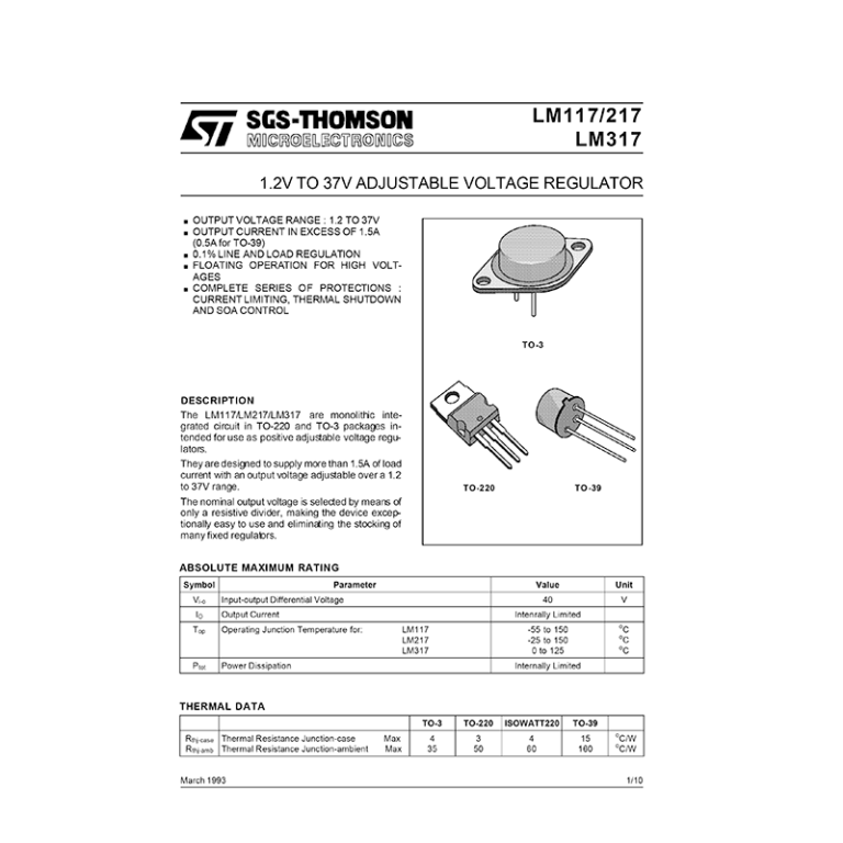 Lm St V To V Adjustable Voltage Regulator Datasheet