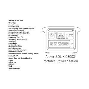 Anker SOLIX C800X Portable Power Station User Manual