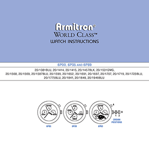 Armitron World Class 20/1707 Watch Instruction Manual