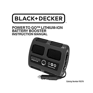 Black+Decker P2G7B POWER TO GO Lithium-Ion Battery Booster Instruction Manual