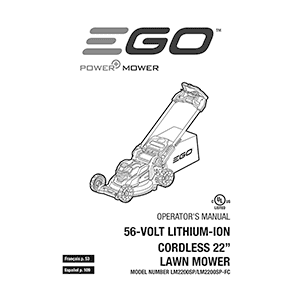 EGO Power+ LM2200SP-FC 22" Cordless Lawn Mower Operator's Manual