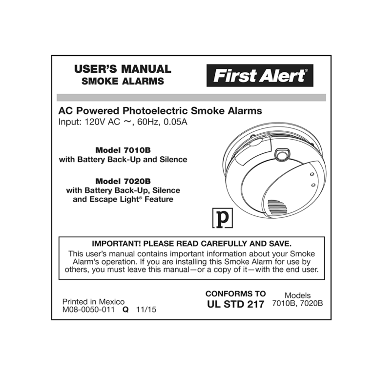 First Alert 7010B Photoelectric Smoke Alarm User Manual