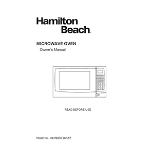 Hamilton Beach 0.9 cu.ft. 900W Microwave Oven HB-P90D23AP-ST Owner's Manual