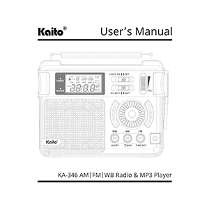 Kaito KA346 AM/FM/NOAA Weather Radio User's Manual