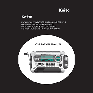 Kaito KA600 Voyager Pro Emergency Radio Operation Manual