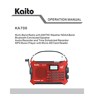 Kaito KA700 Voyager XL Emergency Radio Operation Manual