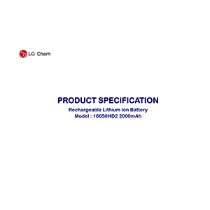 LG Chem 18650HD2 Rechargeable Lithium Ion Battery Datasheet