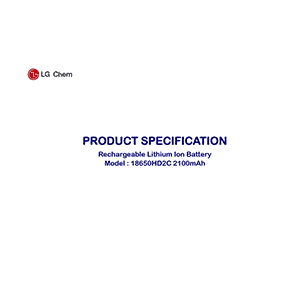 LG Chem 18650HD2C Rechargeable Lithium Ion Battery Datasheet