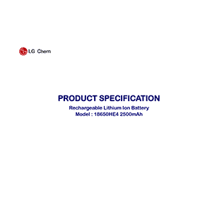 LG Chem 18650HE4 Rechargeable Lithium Ion Battery Datasheet