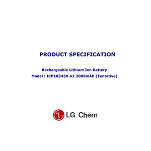 LG Chem ICP103450 A1 Rechargeable Lithium Ion Battery Datasheet