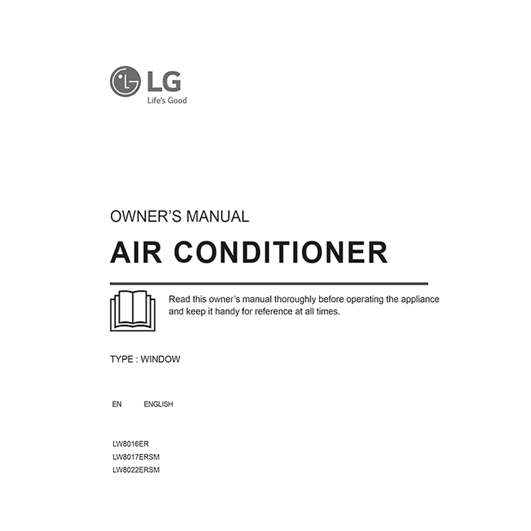 LG LW8017ERSM 8000BTU Window Air Conditioner User Manual