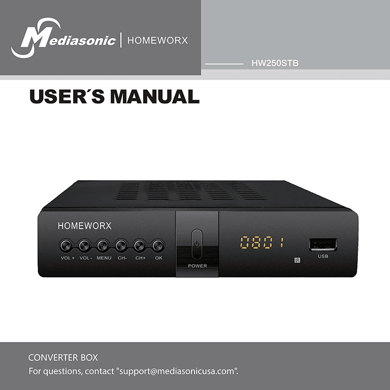 HomeWorX HW250STB Mediasonic Digital Converter User Manual