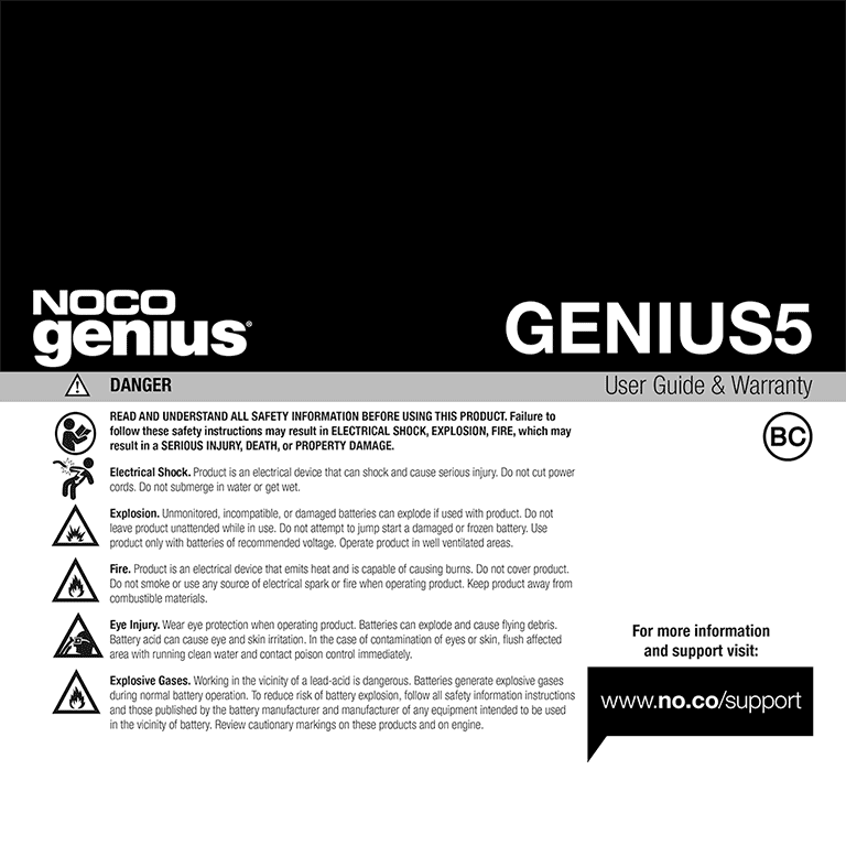 noco genius5 5 amp battery charger manual