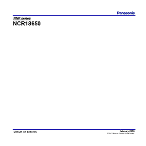 Panasonic NCR18650 Lithium-ion Rechargeable Battery Datasheet