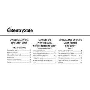 SentrySafe OA3810 Fire-Safe Electronic Safe Owners Manual