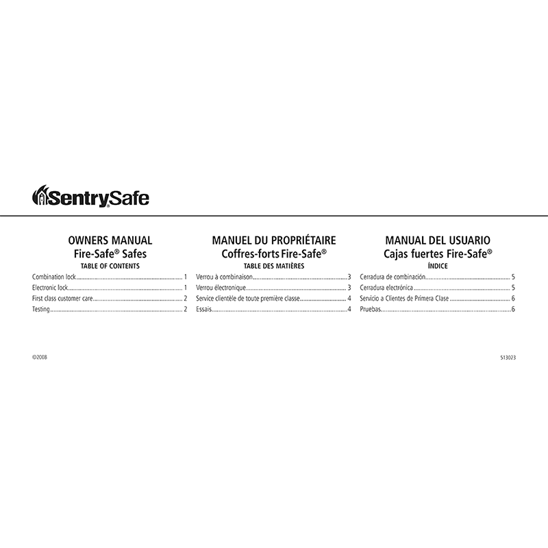 SentrySafe S3110 Combination Safe Owner's Manual