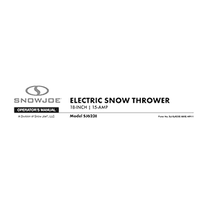 Snow Joe SJ623E Electric Snow Blower Operator's Manual