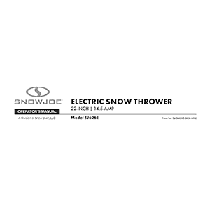 Snow Joe SJ626E Electric Snow Blower Operator's Manual