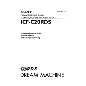 Sony ICF-C20RDS Dream Machine Clock Radio Operating Instructions