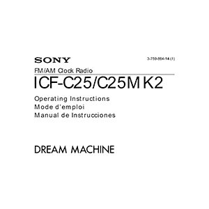 Sony ICF-C25 / ICF-C25MK2 Dream Machine Clock Radio Operating Instructions