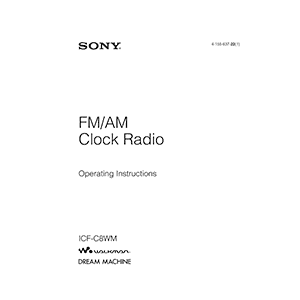 Sony ICF-C8WM Dream Machine Clock Radio Operating Instructions