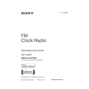 Sony ICF-C05iP Clock Radio Operating Instructions