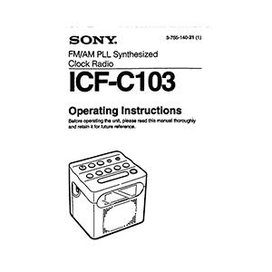 Sony ICF-C103 Clock Radio Operating Instructions