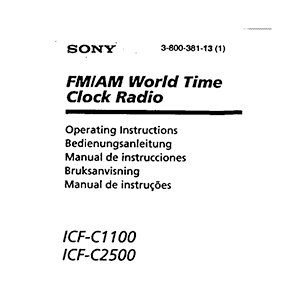 Sony ICF-C1100 Clock Radio Operating Instructions