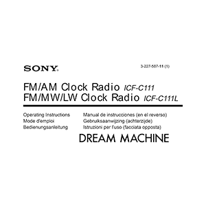 Sony ICF-C111 Dream Machine Clock Radio Operating Instructions