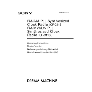 Sony ICF-C113 Dream Machine Clock Radio Operating Instructions