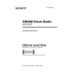 Sony ICF-C1iP Clock Radio Operating Instructions