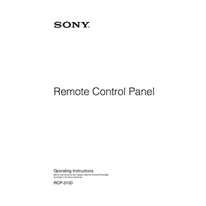 Sony RCP-3100 Remote Control Panel Operating Instructions