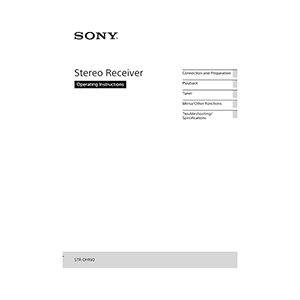 Sony STR-DH190 Stereo Receiver Operating Instructions