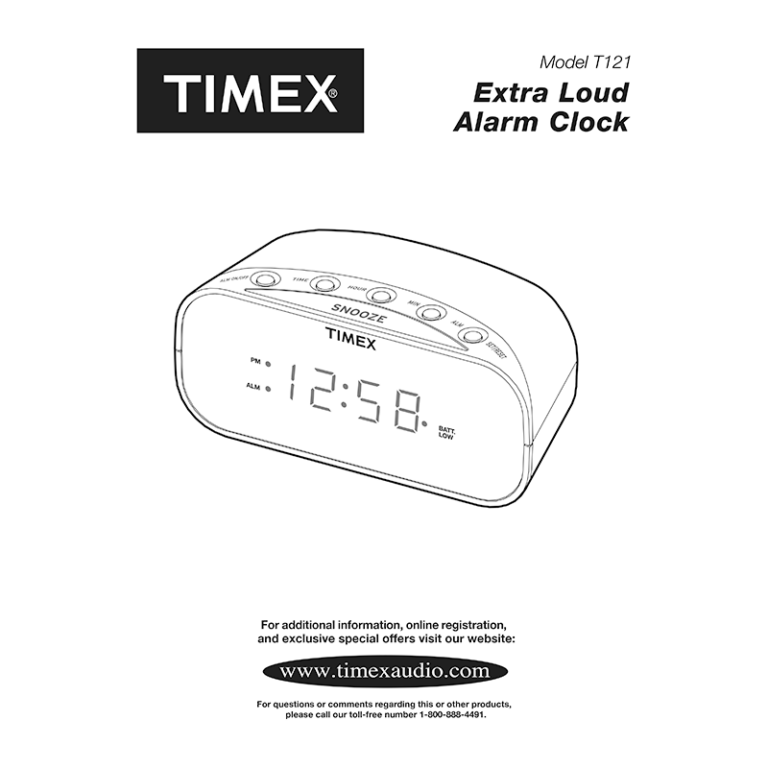 Timex T121 Extra Loud Alarm Clock User Manual