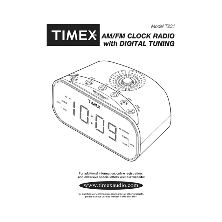 Timex T231 Clock Radio User Manual