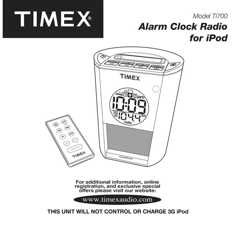 Timex Ti700 Alarm Clock Radio For IPod User Manual