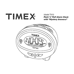 Timex TX10 Alarm Clock User Manual