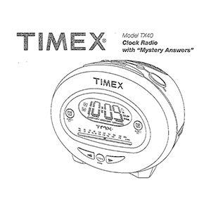 Timex TX40 Alarm Clock Radio User Manual