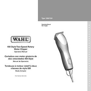 Wahl KM10 Animal Clipper Operating Manual