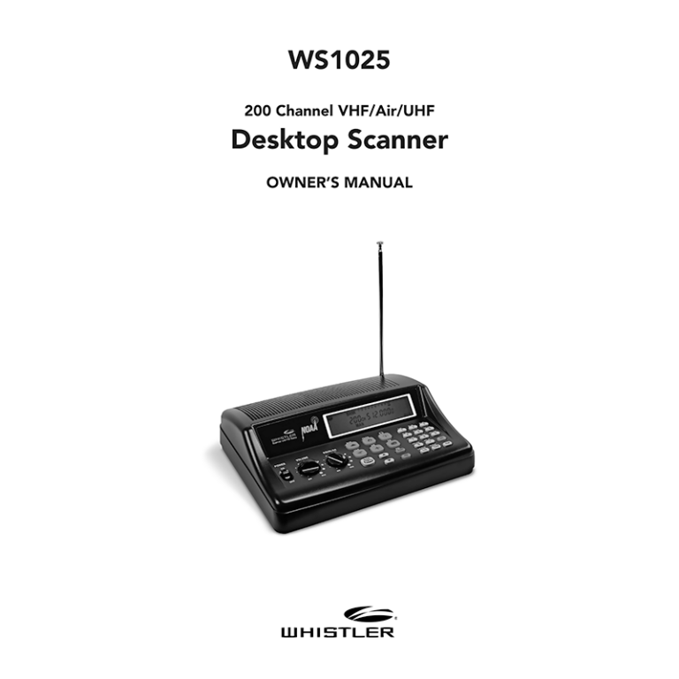 Whistler WS1025 Desktop Radio Scanner User Manual